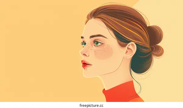 portrait of a young woman with freckles and brown hair