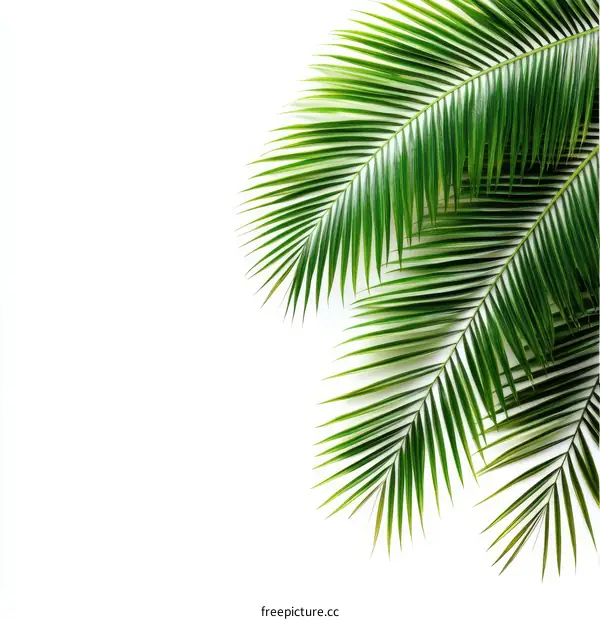 Tropical Palm Leaves on White Background