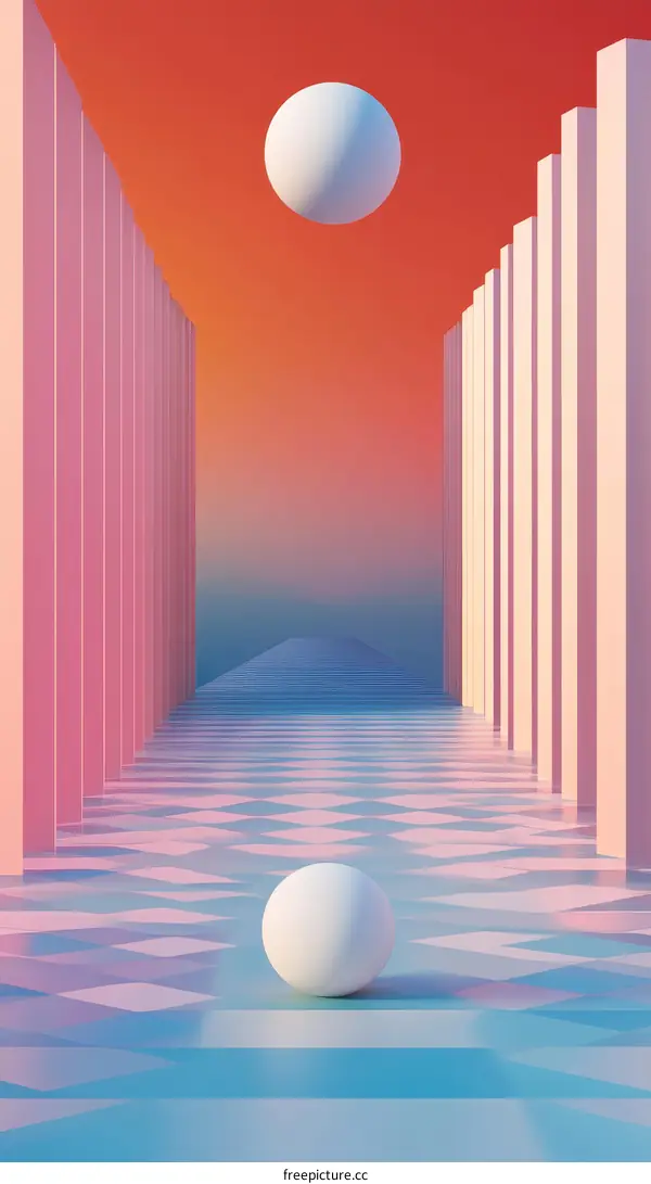 Abstract Geometric Corridor with Pastel Colors