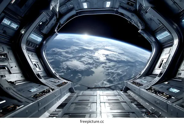 Spaceship View of Earth from the Cockpit