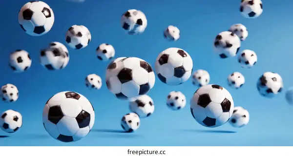 Soccer Balls Floating in the Sky