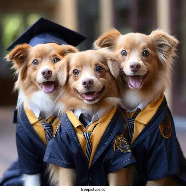 Dogs in Graduation Attire