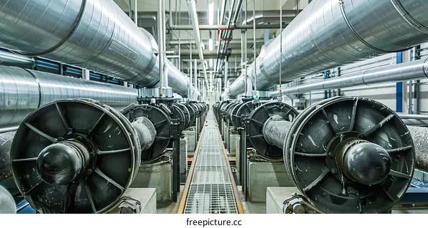 Intricate Piping and Valve Systems in an Industrial Plant
