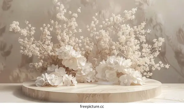 Delicate Floral Arrangement on Wooden Display