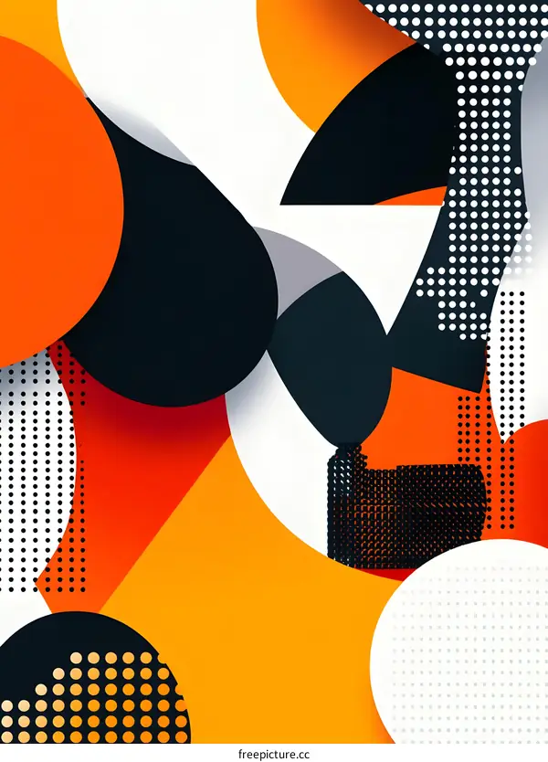 Abstract Geometric Shapes Orange Black White Pattern Design