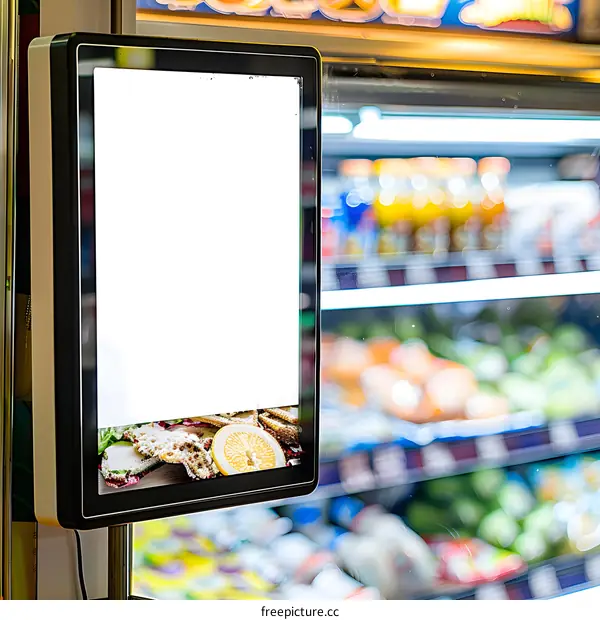 Blank Digital Screen in Grocery Store