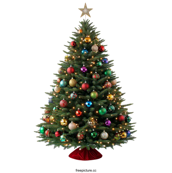 [Transparent Background PNG]Christmas Tree with Colorful Ornaments