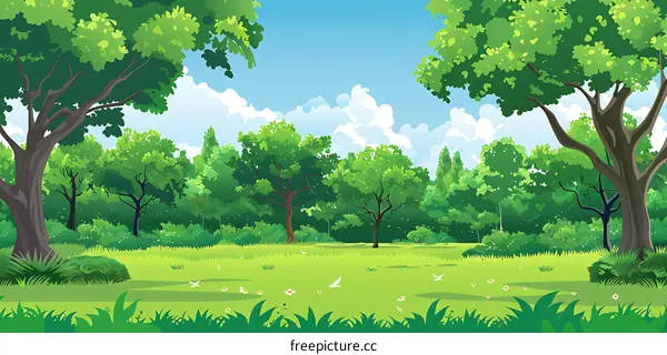 Green Forest Landscape Illustration