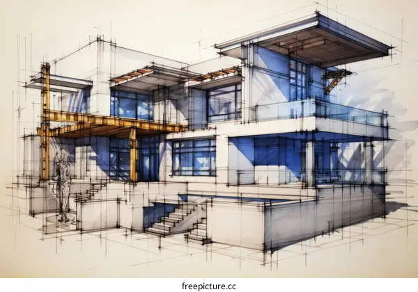 modern house architectural sketch