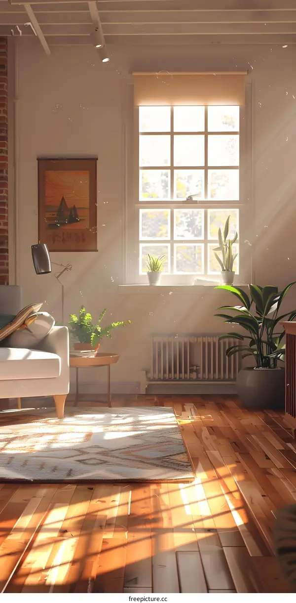 Sun Rays Shining Through Window in Living Room