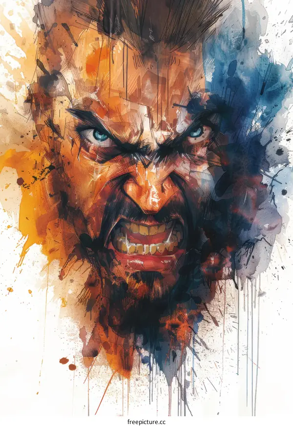 watercolor painting of a mans face