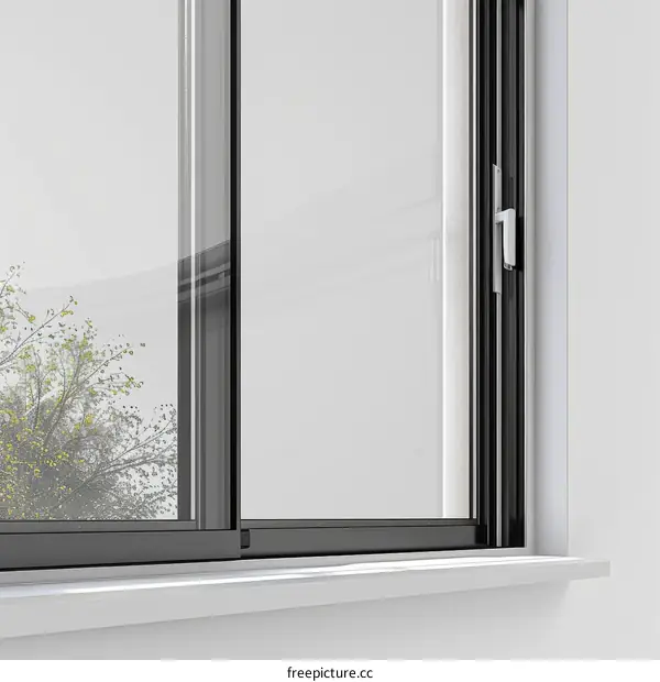 Modern Black Framed Windows with White Background