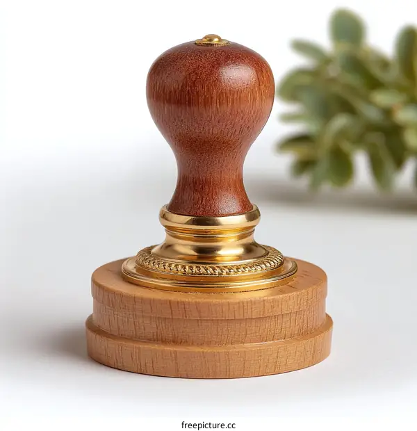 Elegant Wooden and Brass Stamp