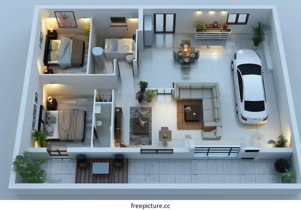 Two Bedroom House Floor Plan Design