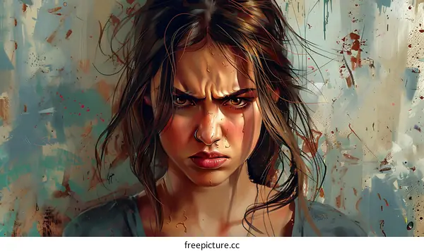 Portrait of a Determined Woman with Intense Expression