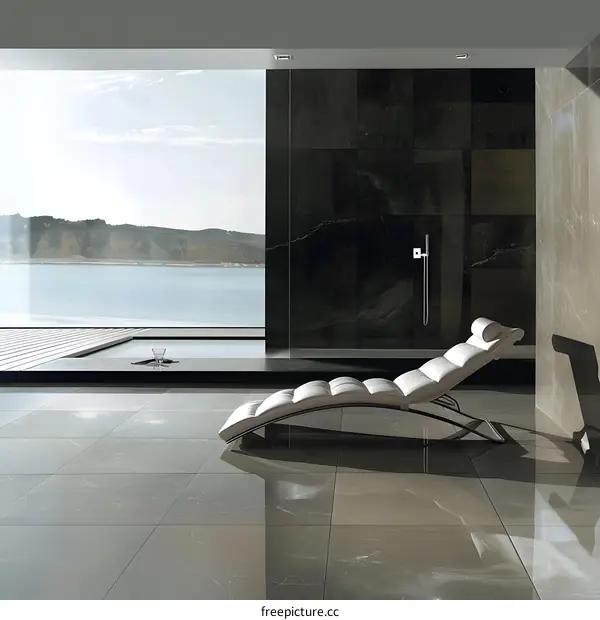 Modern Interior Design With Large Window And Lounger