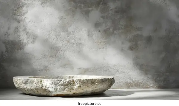 Rustic Stone Display Platform Against Weathered Wall