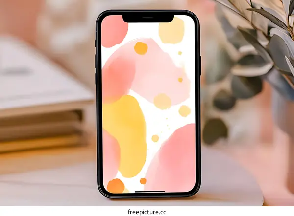 Abstract Phone Wallpaper with Pink and Yellow Colors