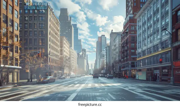New York City Street Scene on a Sunny Day