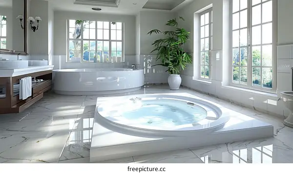 Modern Freestanding Bathtub in a Luxurious Bathroom