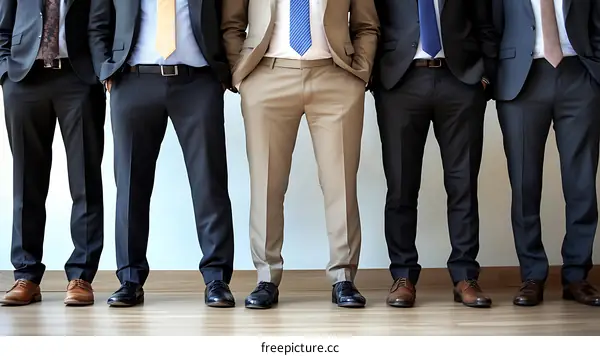 Businessmen in Matching Suits Standing in a Row