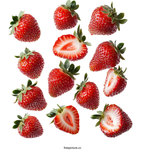 [Transparent Background PNG]Fresh Strawberries in Flight