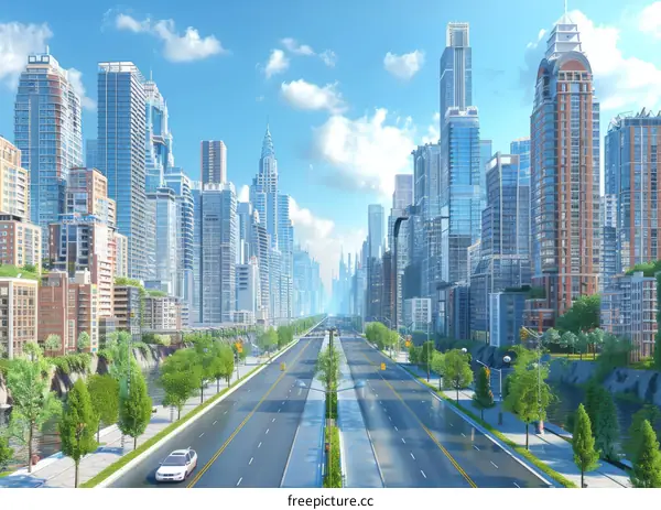 Futuristic Cityscape Expressway Illustration
