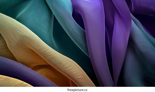 colorful fabric flowing in the wind