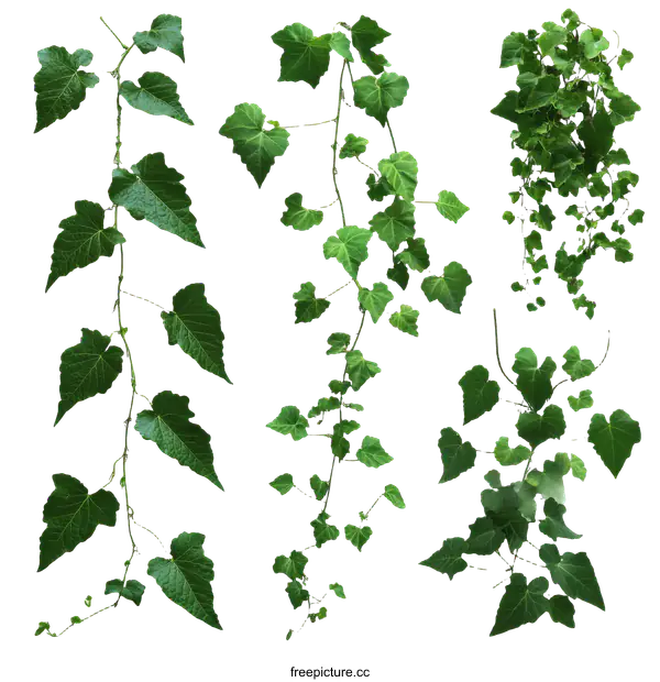 [Transparent Background PNG]Green Vines and Leaves on White Background