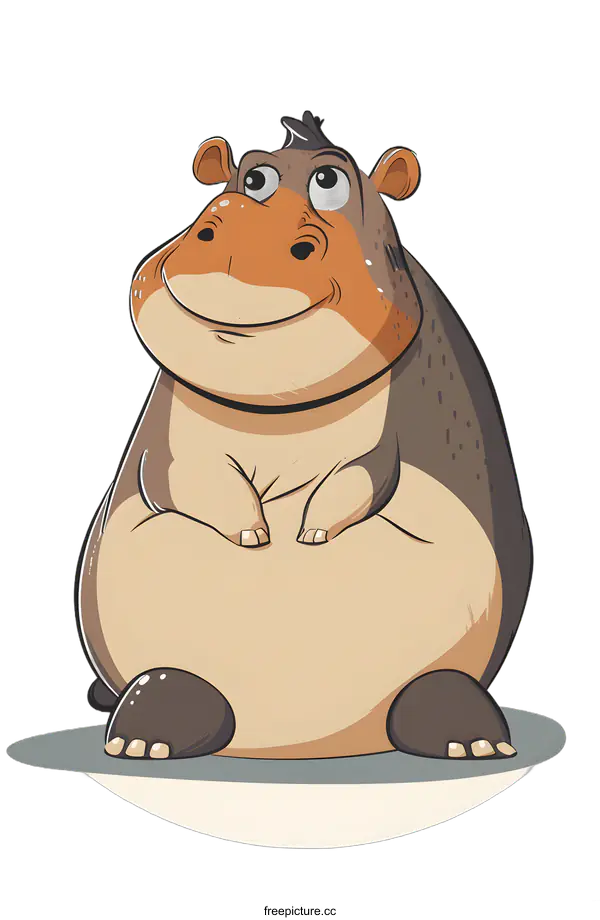 [Transparent Background PNG]Cute Cartoon Hippopotamus Illustration