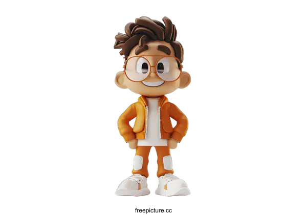 [Transparent Background PNG]3D cartoon character of a boy