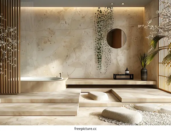 Modern Japanese Style Spa Bathroom Design