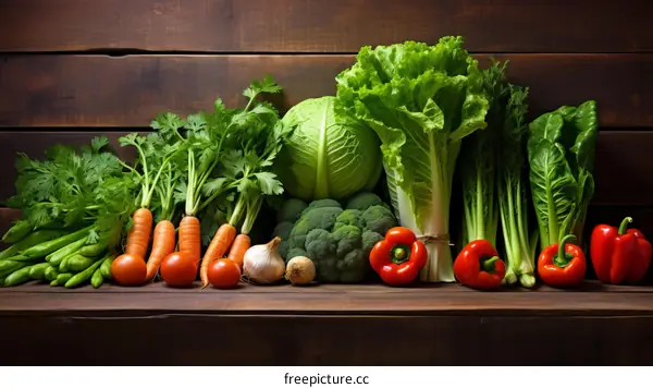 Fresh vegetables on a wooden table