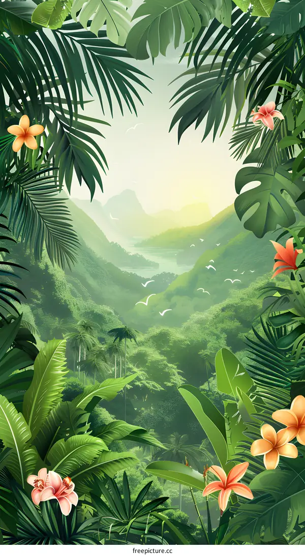 The lush tropical rainforest