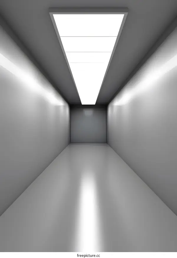 Minimalist White Hallway With Ceiling Light