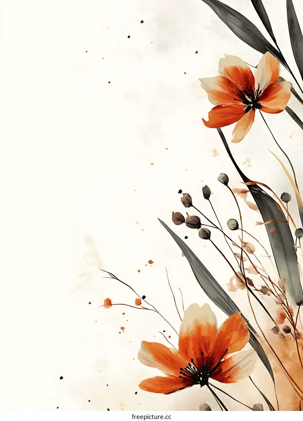 Watercolor Painting of Autumn Floral Bouquet