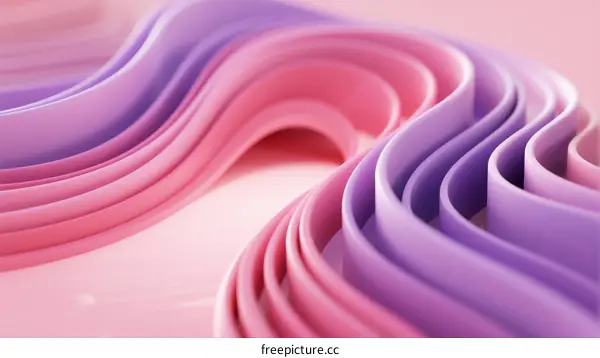 Abstract Curved Layers of Pink and Purple Geometric Design