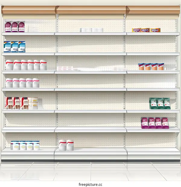 Empty Supermarket Shelf With Products