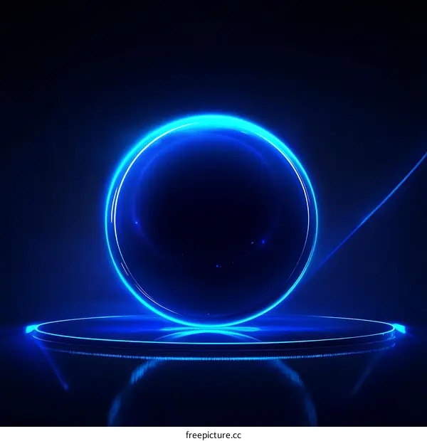 Abstract Neon Blue Circle Display Background