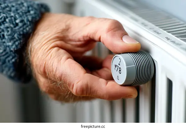 Adjusting the Thermostat on a Radiator by an Elderly Person