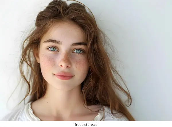 Portrait of a Young Woman with Freckles