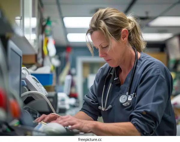 Veterinarian memeriksa catatan medis pasien