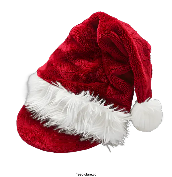 [Transparent Background PNG]Red Santa Claus Hat With White Fur Trim