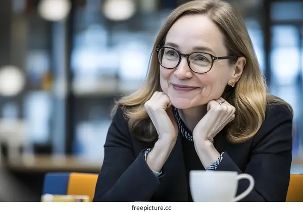 Smiling Woman with Glasses in a Business Meeting