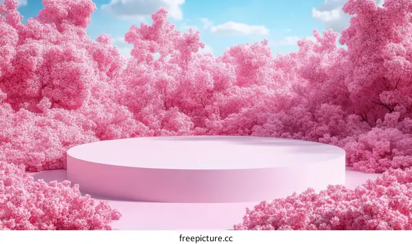 Pink Cherry Blossom Forest Display Platform