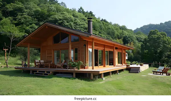 A wooden house in the forest