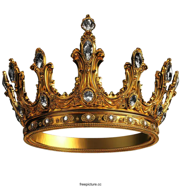 [Transparent Background PNG]Golden Crown with Precious Stones