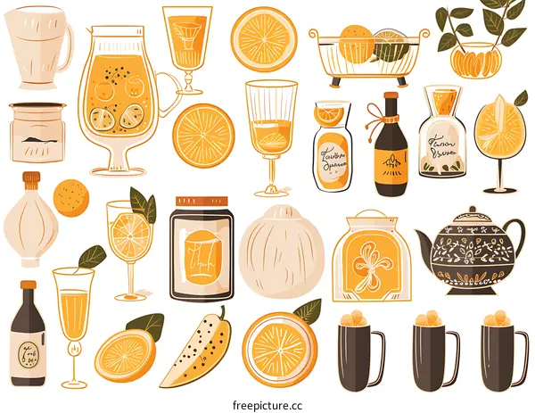 Orange Drink Set Illustration