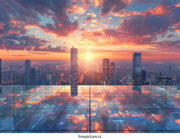 Stunning Cityscape at Sunset from Elevated Perspective