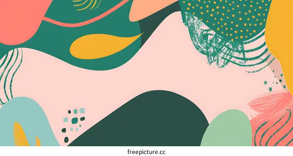 Abstract Shapes Background In Green Yellow And Pink